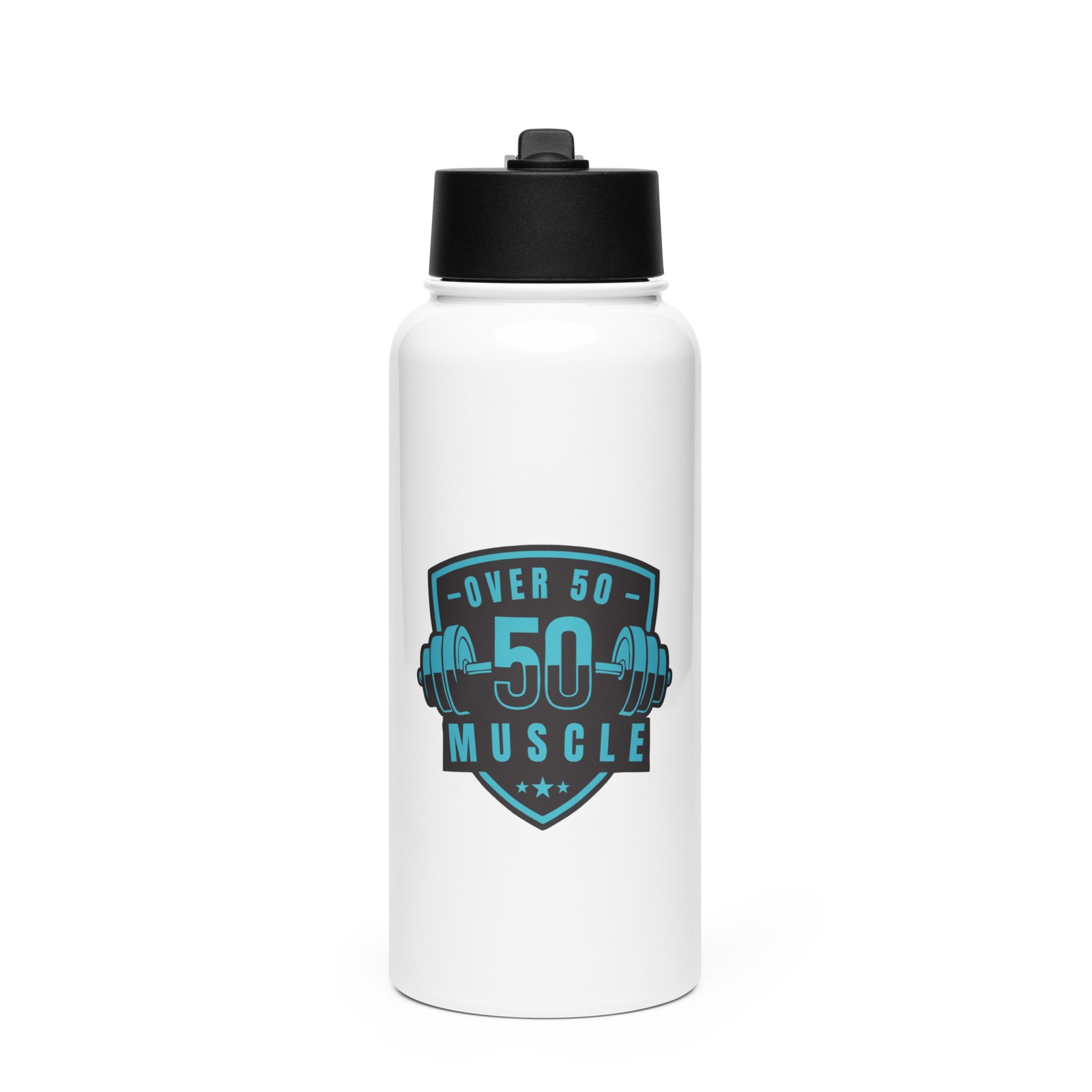 Stainless steel water bottle with a straw lid